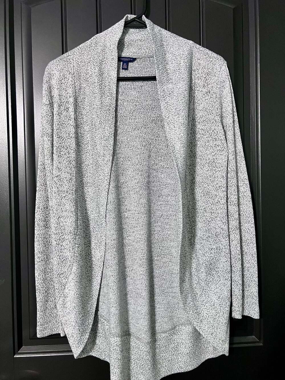 Aeropostale Gray Marled Long Sleeve Open Front Cardigan Sweater Size S